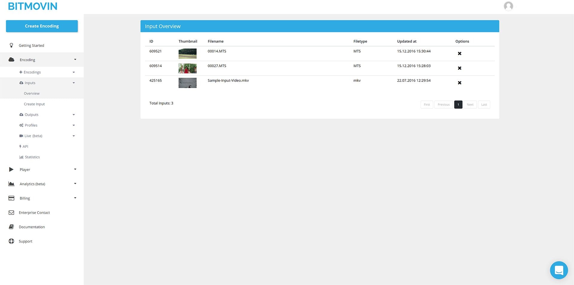 Bitmovin Portal - Cloud Encoding Input Overview