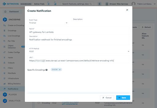 Webhook Configuration_Bitmovin Dashboard_Screenshot