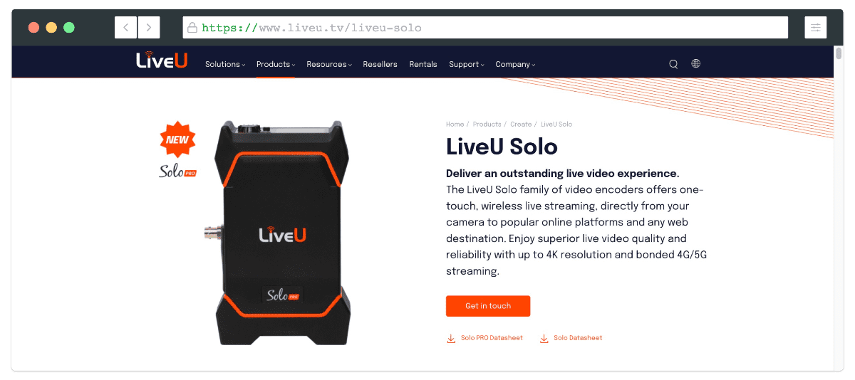 liveu solo live streaming encoder