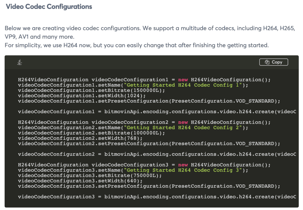 Codec Presets-Code Snippet